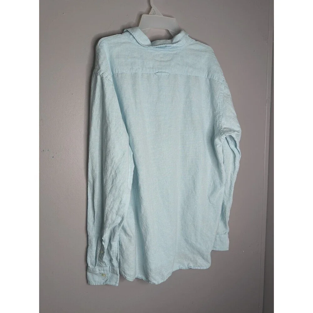 Banana Republic Men's Size XL Blue Linen Long Sleeve Button Up Slim Fit Collared